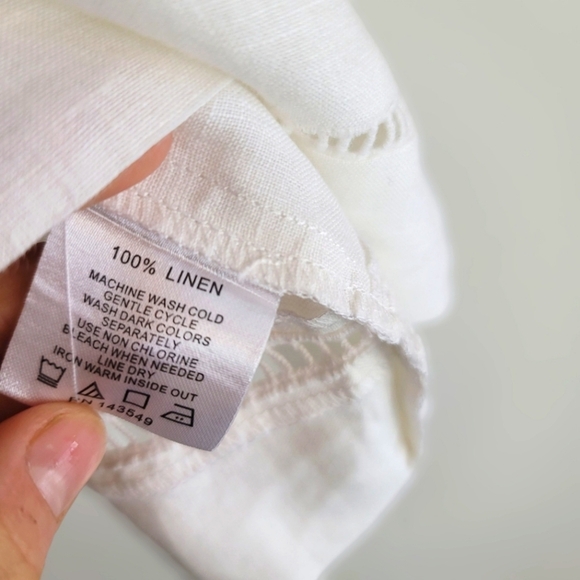 Symple NYC 100% Linen Off White Blouse Size S - Picture 3 of 5